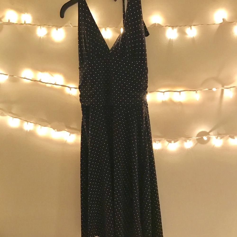 BCBG maxazria polka dot halter dress